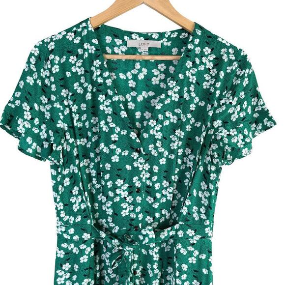 LOFT Green Floral Midi Dress - Picture 3 of 12